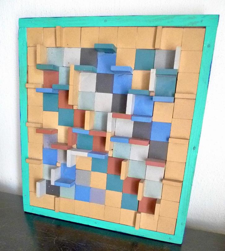 kubistisch design object paneel gesigneerd, Antiek en Kunst, Kunst | Designobjecten, Ophalen of Verzenden