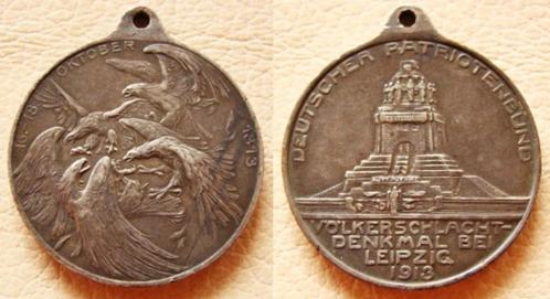 Slag bij Leipzig 1813-1913 Hangpenning, Postzegels en Munten, Penningen en Medailles, Overige materialen, Buitenland, Verzenden