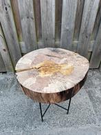 Bijzettafel boomstam blad, Huis en Inrichting, Tafels | Bijzettafels, 45 tot 60 cm, Minder dan 55 cm, Rond, Nieuw
