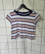 Gestreepte crop top shirt wit blauw rood geel Maat: XS, Blauw, Ophalen of Verzenden, Zo goed als nieuw, Korte mouw