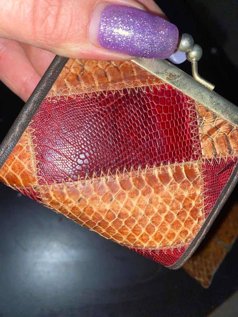 Oude slangenleer portemonnees, Sieraden, Tassen en Uiterlijk, Portemonnees, Overige merken, Gebruikt, Bruin, Ophalen of Verzenden