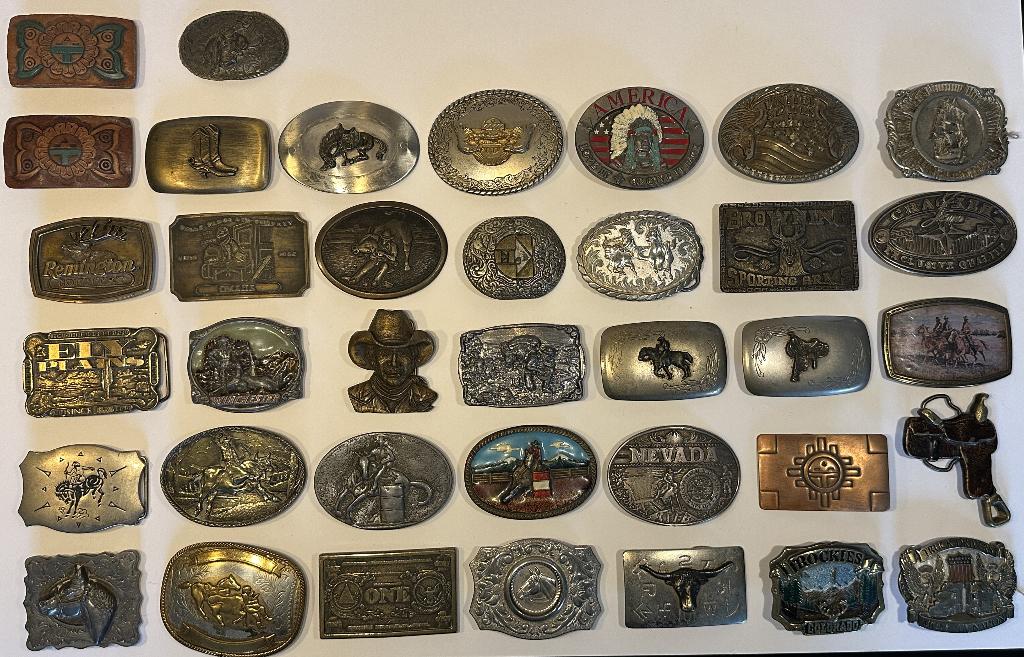 36 x buckles origineel vintage made in USA jaren 70 a 80, Ophalen, Losse buckle of gesp, Overige kleuren, Minder dan 95 cm