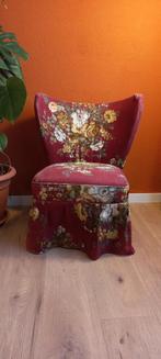 Vintage cocktailstoeltje met bloemenmotief, Huis en Inrichting, Ophalen, Gebruikt