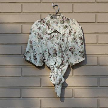 Vintage Blouse Maat S (XXXL) Crème Bloemenprint beschikbaar voor biedingen
