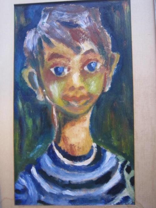 Margriet Stravers, Leuk Jongens portret met Blauwe ogen, Antiek en Kunst, Kunst | Schilderijen | Klassiek, Ophalen of Verzenden