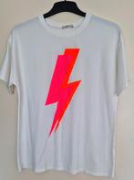 T-SHIRT maat M medium wit neon bliksem thunder roze oranje, Kleding | Dames, Maat 38/40 (M), Wit, Ophalen of Verzenden, Korte mouw