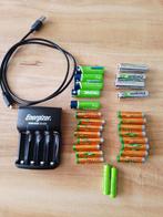 Batterijlader + Oplaadbare Batterijen, Audio, Tv en Foto, Accu's en Batterijen, Ophalen, Gebruikt, Oplaadbaar