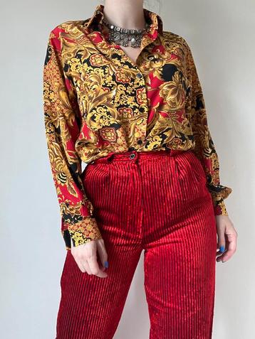 Rode vintage fluwelen broek, 34. Velvet fancy statement beschikbaar voor biedingen