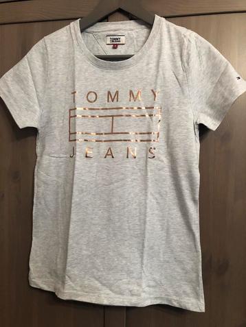 T-shirt Tommy Jeans logo top grijs S als NIEUW