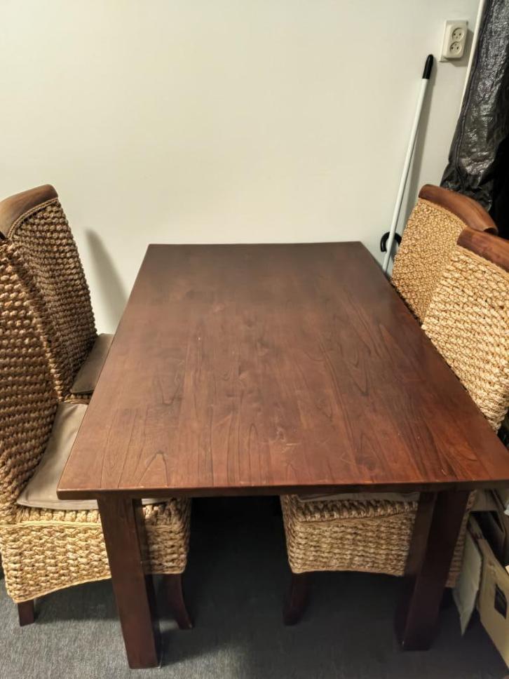 Eetkamertafel met 4 stoelen T.E.A.B, Huis en Inrichting, Tafels | Eettafels, Gebruikt, 50 tot 100 cm, 100 tot 150 cm, Vier personen