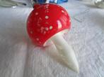 vintage Glazen paddestoel rood met witte stippen, Diversen, Kerst, Ophalen of Verzenden