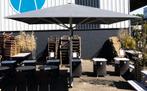 Parasol zwart incl. grondanker 400x400cm (9 stuks), Gebruikt, Ophalen of Verzenden, 3 tot 4 meter, Parasolvoet