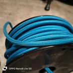Blauwe gevlochten kabel textielkabel 2x0,75 14m, Ophalen of Verzenden, Nieuw, Kabel of Snoer