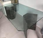 Glazen eettafel met marmeren poten, Ophalen, Gebruikt, 100 tot 150 cm, Glas