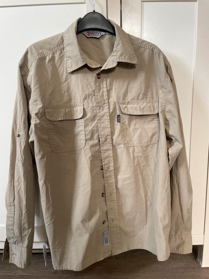 ScoutFit scoutsblouse beige, maat 170, Verzamelen, Scouting, Zo goed als nieuw, Kleding, Ophalen of Verzenden