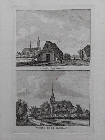 158- 159 Dorp Hoornaar + Hoog Blokland Gravure 1792 Bulthuis beschikbaar voor biedingen