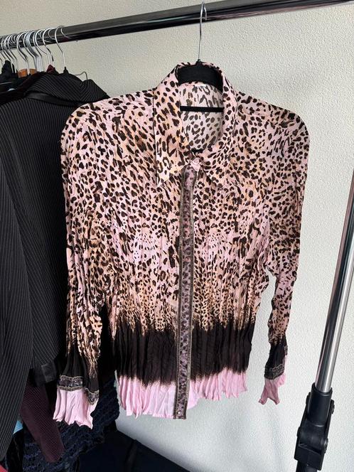Vintage Y2K blouse met luipaard print, Kleding | Dames, Blouses en Tunieken, Zo goed als nieuw, Maat 42/44 (L), Roze, Ophalen of Verzenden