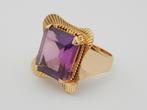 Prachtige 18 karaat Gouden Ring met Amethist edelsteen M16, Jw, Ophalen of Verzenden, Met edelsteen, Dame