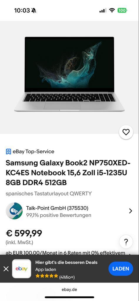 Samsung Galaxy Book 2 750XED - INTERESSEPEILING, Computers en Software, Windows Laptops, Gebruikt, 15 inch, SSD, Onbekend, 8 GB