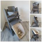 Stokke Tripp Trapp storm grey met babyset en newbornset, Kinderen en Baby's, Kinderstoelen, Ophalen of Verzenden, Zo goed als nieuw