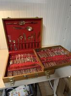 143-Delige Messing & Houten Bestekset in Kist - Voor 12 Pers, Huis en Inrichting, Keuken | Bestek, Ophalen of Verzenden, Zo goed als nieuw