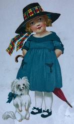 MARIE FLATSCHER - GELUKKIG NIEUWJAAR - meisje met hond, Verzamelen, Ansichtkaarten | Themakaarten, Verzenden, 1920 tot 1940, Gelopen