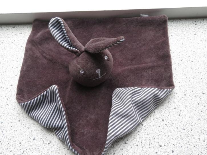 Knuffeldoek konijn merk Bambino Kruidvat antraciet gestreept, Kinderen en Baby's, Speelgoed | Knuffels en Pluche, Zo goed als nieuw