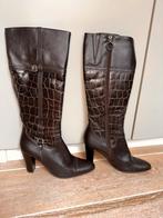 Dames laarzen Pepe Castell met hak, bruin leder, maat 39, Ophalen of Verzenden, Zo goed als nieuw, Bruin, Hoge laarzen