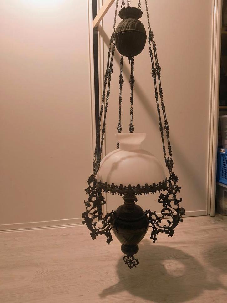 Mooie Vintage topper, olie hanglamp!, Antiek en Kunst, Antiek | Lampen, Ophalen