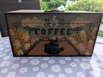  Houten Kistje Grand Colombian Coffee, handgeschilderd beschikbaar voor biedingen
