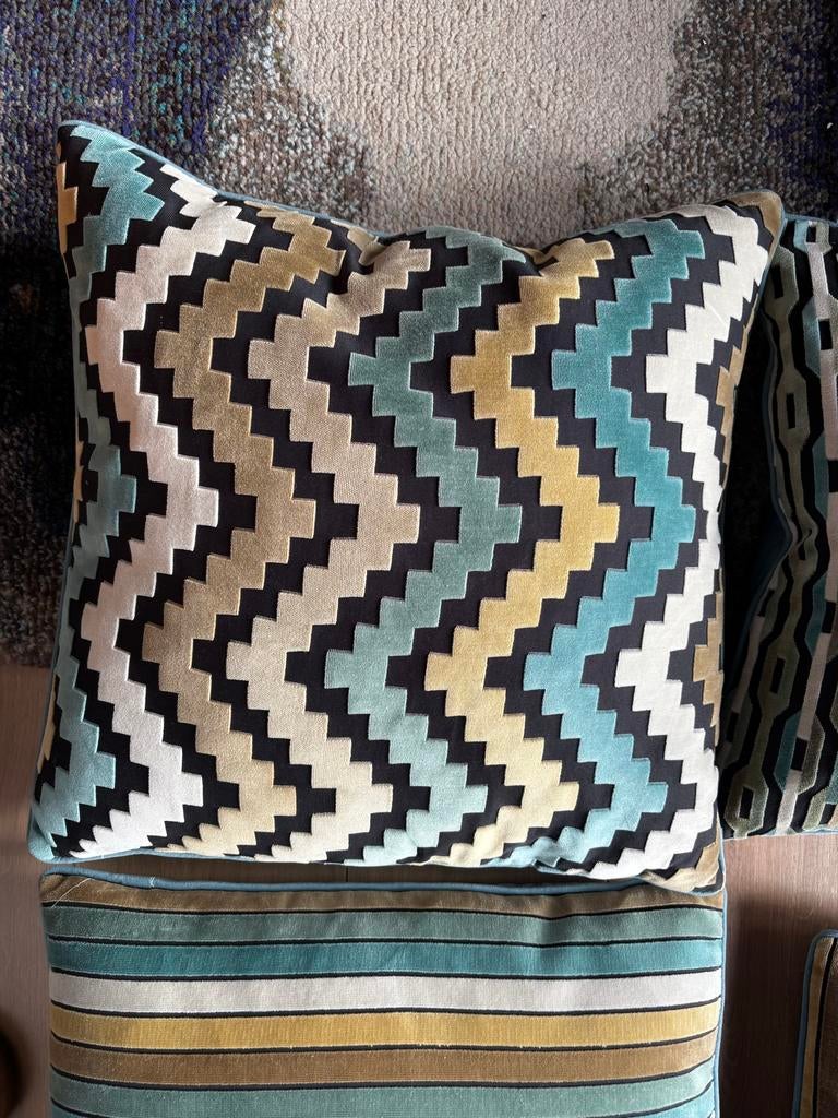 Lawrence Gray kussenset dons 5 stuks blauw/groen, Ophalen, Blauw, Vierkant