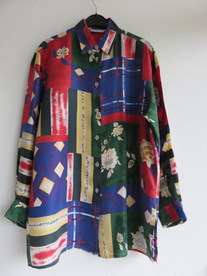 Vintage De Bijenkorf zijde blouse met lange mouwen mt 38 40, Kleding | Dames, Blouses en Tunieken, Zo goed als nieuw, Maat 38/40 (M)