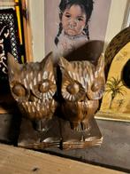 Vintage handgesneden uilen boekensteunen, Antiek en Kunst, Ophalen of Verzenden