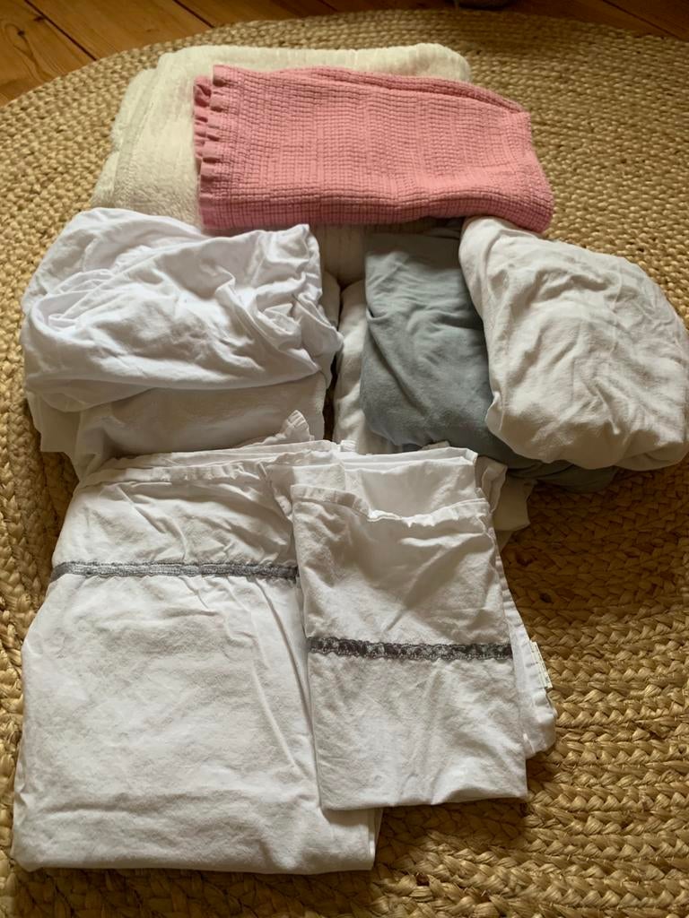 Set beddengoed voor Co-sleeper en ledikant, Kinderen en Baby's, Kinderkamer | Beddengoed, Gebruikt, Wit, Jongetje of Meisje, Ophalen of Verzenden