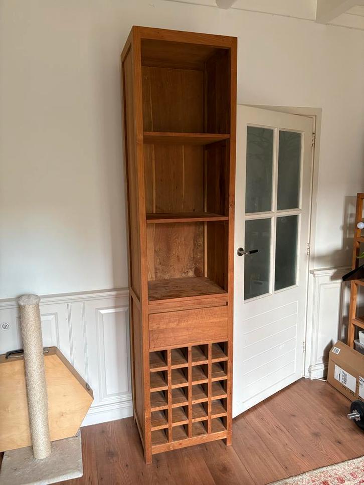 Teakhouten kast met lades en planken, Huis en Inrichting, Kasten | Dressoirs, Gebruikt, 50 tot 100 cm, 25 tot 50 cm, Met lade(s)