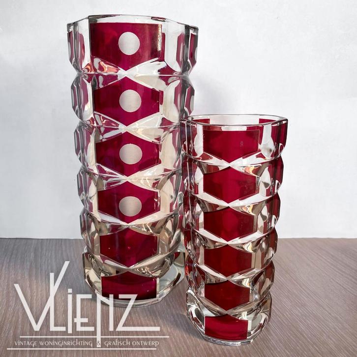 Twee vintage Luminarc France vazen, Windsor Rubis, Durand, Verzamelen, Retro, Huis en Inrichting, Ophalen of Verzenden