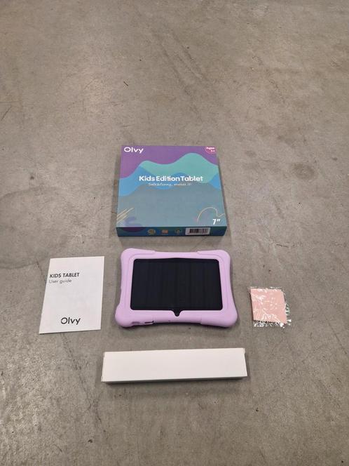 Olvy kindertablet Roze/Grijs - Android - 98GB - Beschermhoes, Computers en Software, Android Tablets, Zo goed als nieuw, Wi-Fi en Mobiel internet