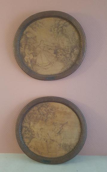 2 Franse pyrogravures naar het werk van Nicolas Lancret beschikbaar voor biedingen