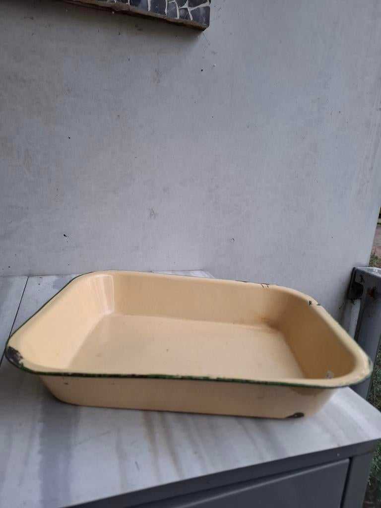 Vintage Emaille Bakplaat, Huis en Inrichting, Woonaccessoires | Schalen en Manden, Gebruikt, Rechthoekig, Overige materialen, Ophalen of Verzenden