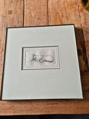 Ella van Schaik - Slapend Kitten Ets beschikbaar voor biedingen