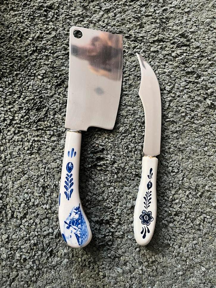 Delfts Blauw Kaasmessen Set, Huis en Inrichting, Keuken | Bestek, Zo goed als nieuw, Los bestek, Rvs of Chroom, Ophalen of Verzenden