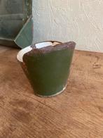 Antiek donker groene Emaille sopkop / zeepkop beschadigd, Antiek en Kunst, Antiek | Emaille, Ophalen of Verzenden