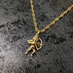 14 karaat gouden ketting met engel hanger, Ophalen of Verzenden