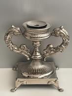 Grote bronzen en verzilverde kandelaar, Antiek en Kunst, Ophalen of Verzenden, Koper of Brons
