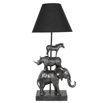 Tafelamp Olifant - Neushoorn en Zebra met zwarte kap beschikbaar voor biedingen