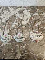 vintage decanter label set – handbeschilderd – floral motif, Ophalen of Verzenden