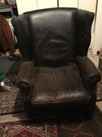 Oorstoel van zwart leder te koop., Ophalen, Gebruikt, 100 tot 125 cm, Leer
