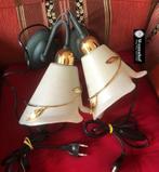 2 Wandlampen Italiaans met dikke glazen lampenkap bloem -, Huis en Inrichting, Lampen | Wandlampen, Ophalen of Verzenden, Gebruikt