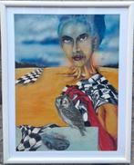 Surrëalistisch schilderij. Sign. *Zie tekst/zie afb. 70/90cm, Ophalen