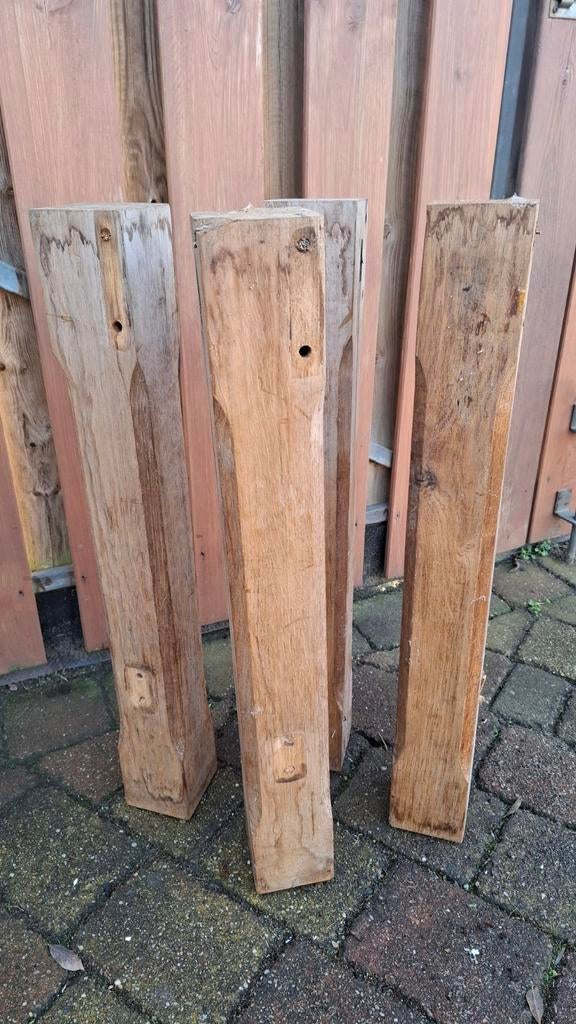 4 eikenhouten tafelpoten massief meubelhout eiken, Ophalen, Vierkant, 50 tot 100 cm